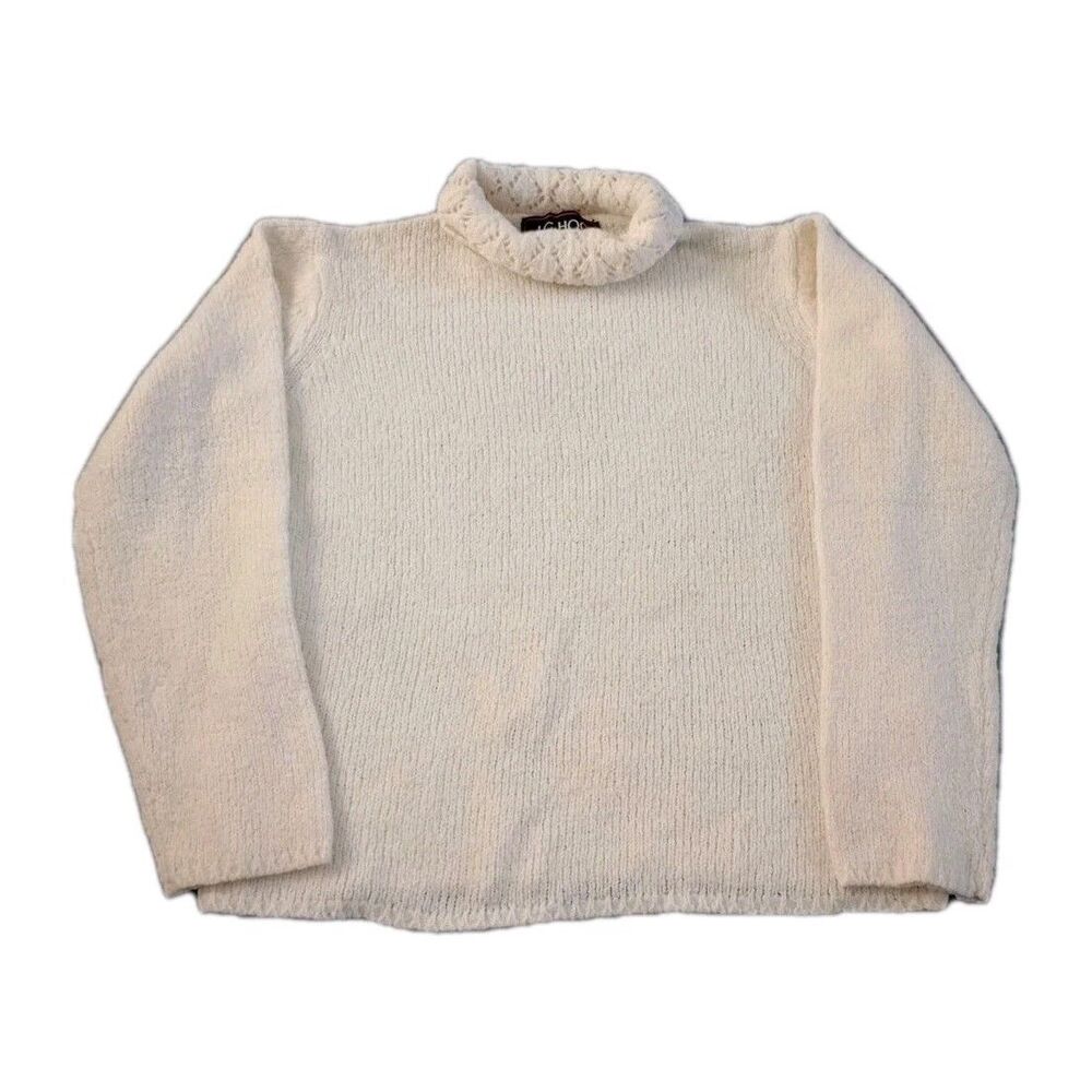 Vintage J.G. Hook M Women's Ivory Cream turtle neck Sweater  Knit Pullover